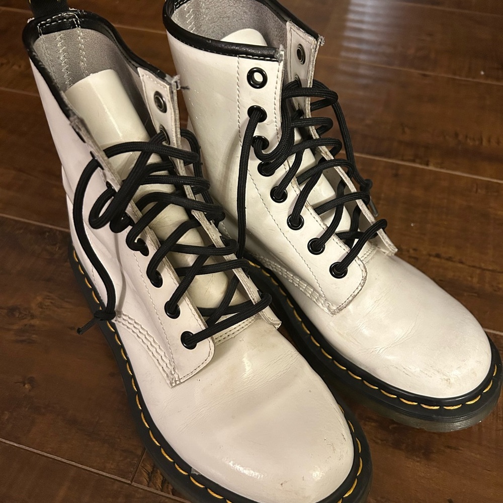 Dr. Martens White Boots with Black Laces